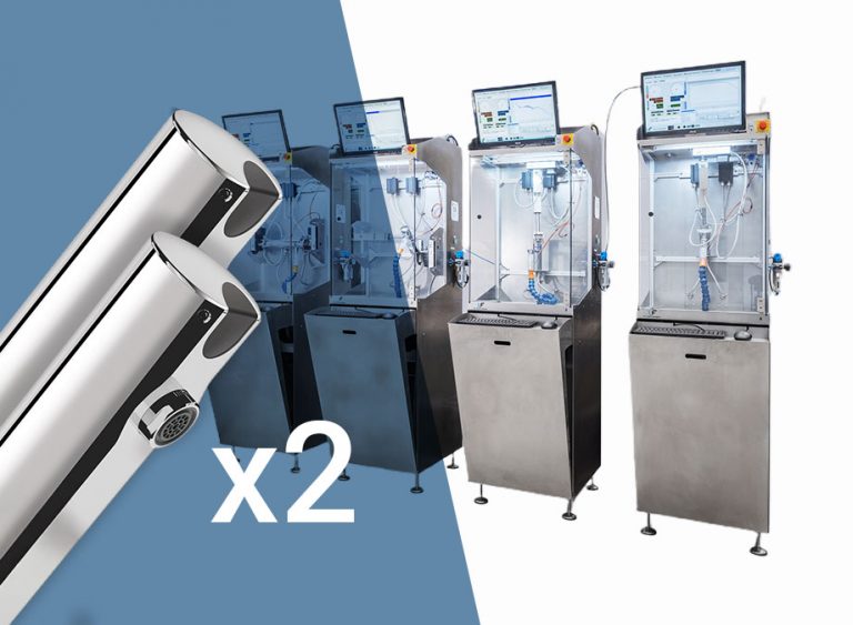 Panca di resistenza per due rubinetti con apertura e chiusura elettronica